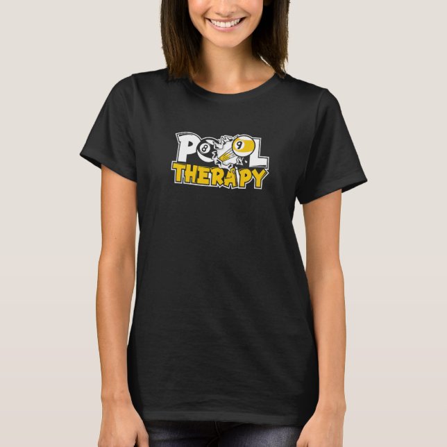 Pool Therapy Pool Snooker Balls Player Billiards T-Shirt (Front)