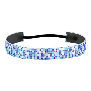 Pool Tiles, Blue Mosaic Tiles, Geometric Pattern Athletic Headband