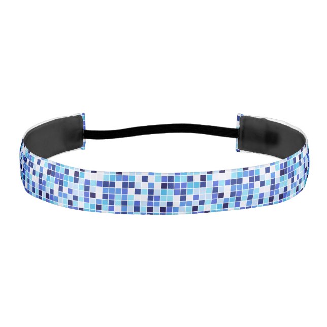 Pool Tiles, Blue Mosaic Tiles, Geometric Pattern Athletic Headband (Front)