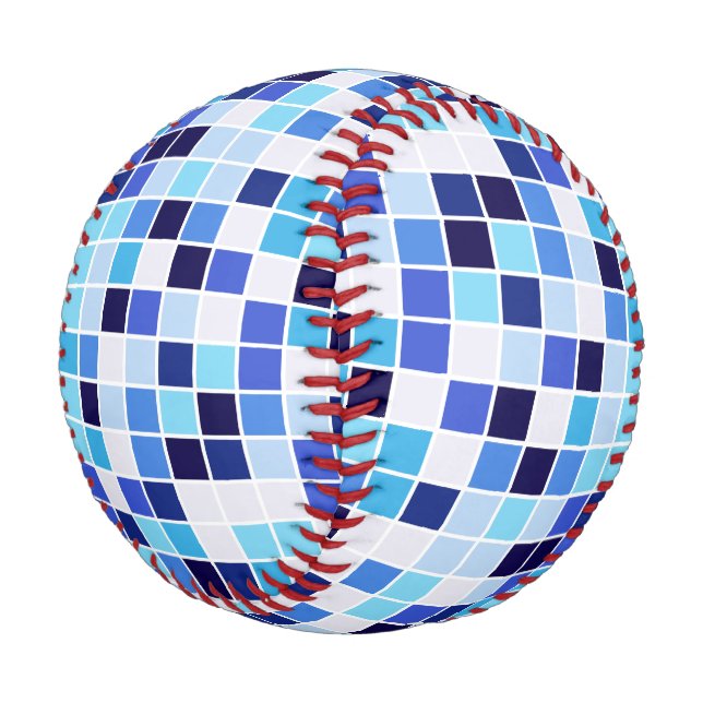 Pool Tiles, Blue Mosaic Tiles, Geometric Pattern Baseball (Angled)