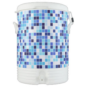 Pool Tiles, Blue Mosaic Tiles, Geometric Pattern Beverage Cooler