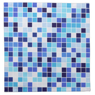 Pool Tiles, Blue Mosaic Tiles, Geometric Pattern Cloth Napkin