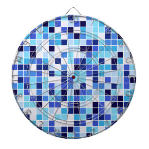 Pool Tiles, Blue Mosaic Tiles, Geometric Pattern Dart Board
