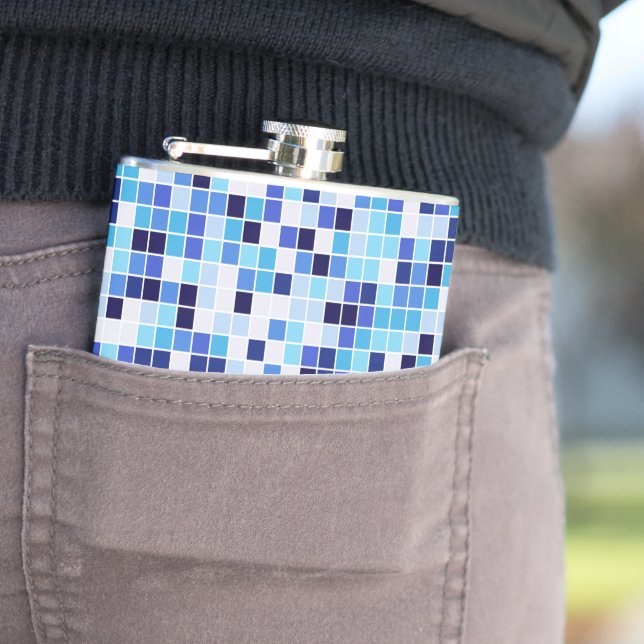 Pool Tiles, Blue Mosaic Tiles, Geometric Pattern Flask (In Situ)