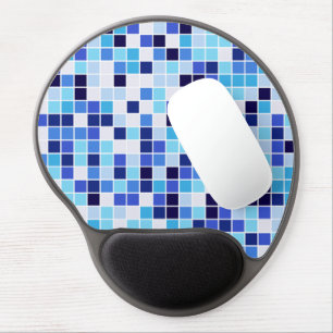 Pool Tiles, Blue Mosaic Tiles, Geometric Pattern Gel Mouse Pad