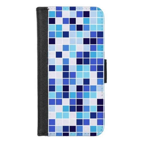 Pool Tiles Blue Mosaic Tiles Geometric Pattern iPhone 87 Wallet Case