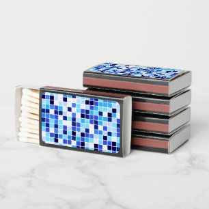 Pool Tiles, Blue Mosaic Tiles, Geometric Pattern Matchboxes