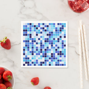 Pool Tiles, Blue Mosaic Tiles, Geometric Pattern Napkins