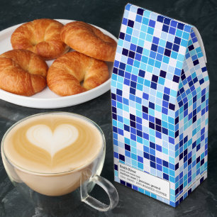 Pool Tiles, Blue Mosaic Tiles, Geometric Pattern Roasted Coffee