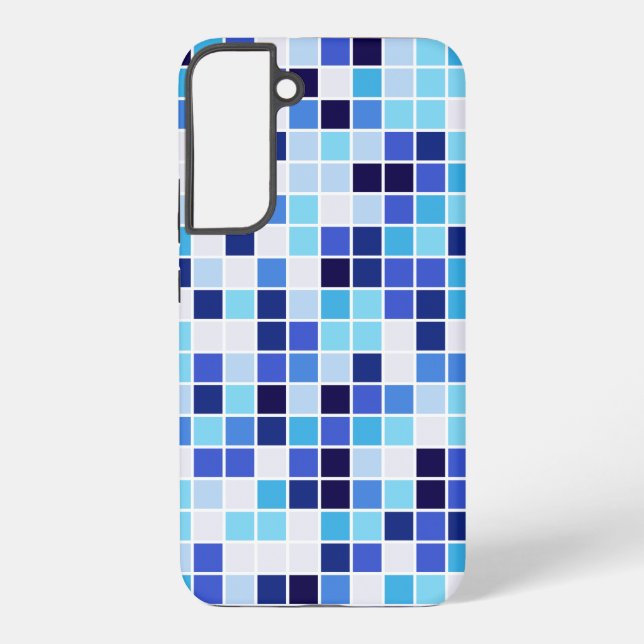 Pool Tiles, Blue Mosaic Tiles, Geometric Pattern Samsung Galaxy Case (Back)