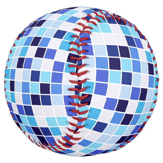 Pool Tiles, Blue Mosaic Tiles, Geometric Pattern Softball (Angled)