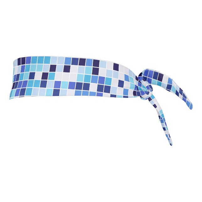 Pool Tiles, Blue Mosaic Tiles, Geometric Pattern Tie Headband (Rotate 90)