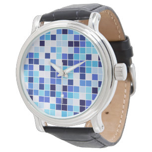 Pool Tiles, Blue Mosaic Tiles, Geometric Pattern Watch