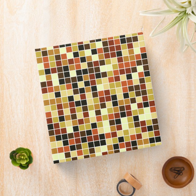 Pool Tiles, Brown Mosaic Tiles, Geometric Pattern 3 Ring Binder (In Situ)