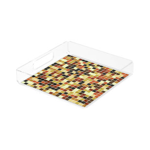 Pool Tiles, Brown Mosaic Tiles, Geometric Pattern Acrylic Tray