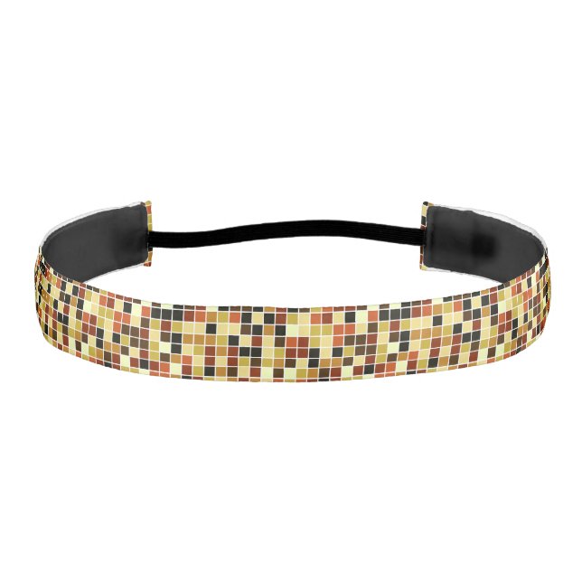 Pool Tiles, Brown Mosaic Tiles, Geometric Pattern Athletic Headband (Front)