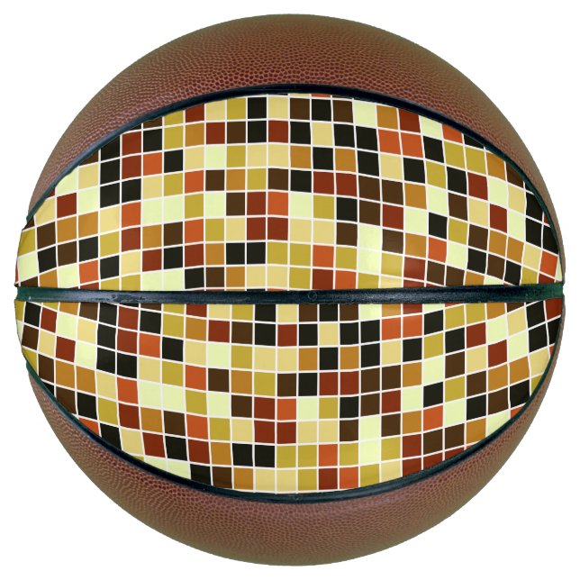 Pool Tiles, Brown Mosaic Tiles, Geometric Pattern Basketball (Front)
