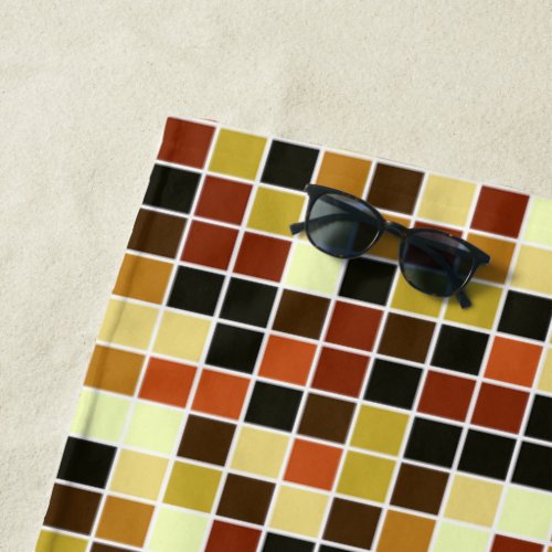 Pool Tiles Brown Mosaic Tiles Geometric Pattern Beach Towel