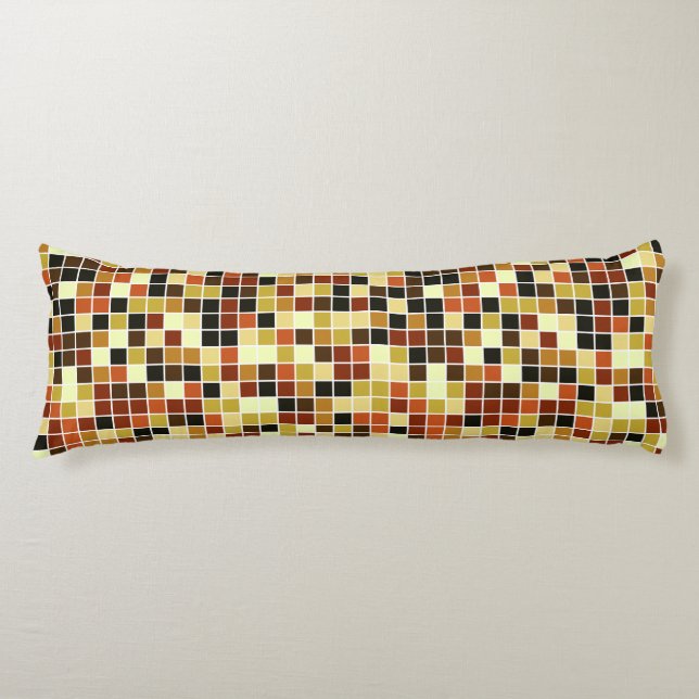 Pool Tiles, Brown Mosaic Tiles, Geometric Pattern Body Pillow (Front)
