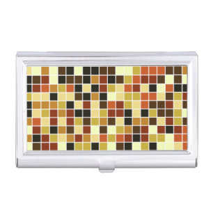 Pool Tiles, Brown Mosaic Tiles, Geometric Pattern Business Card Case
