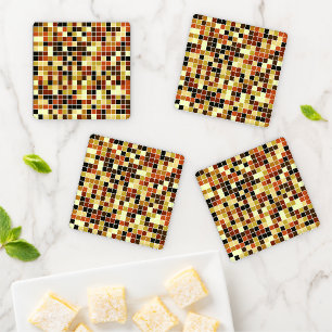 Pool Tiles, Brown Mosaic Tiles, Geometric Pattern Coaster Set