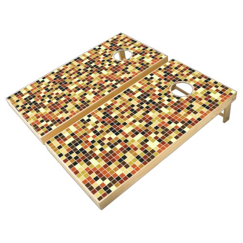 Pool Tiles Brown Mosaic Tiles Geometric Pattern Cornhole Set