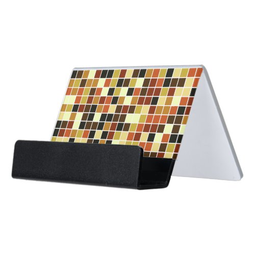 Pool Tiles Brown Mosaic Tiles Geometric Pattern Desk Business Card Holder