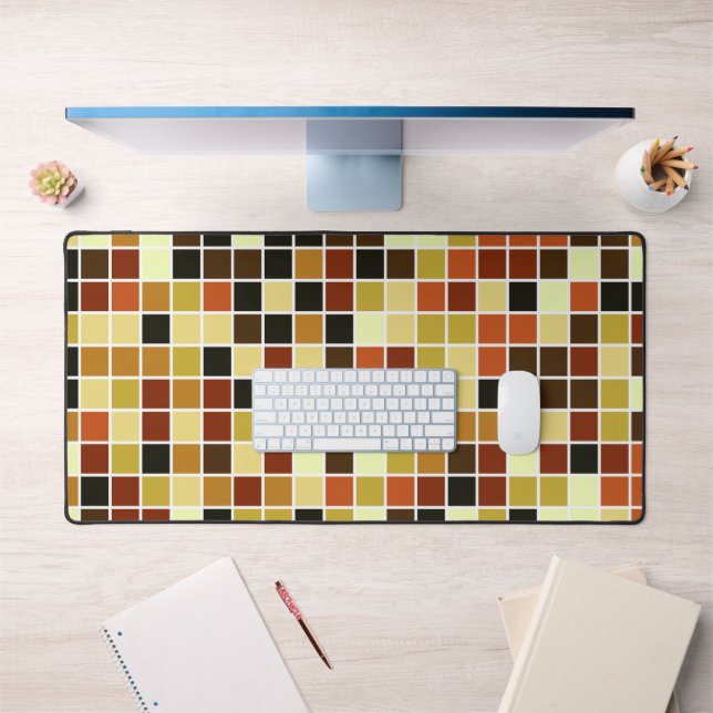 Pool Tiles, Brown Mosaic Tiles, Geometric Pattern Desk Mat (Office 1)