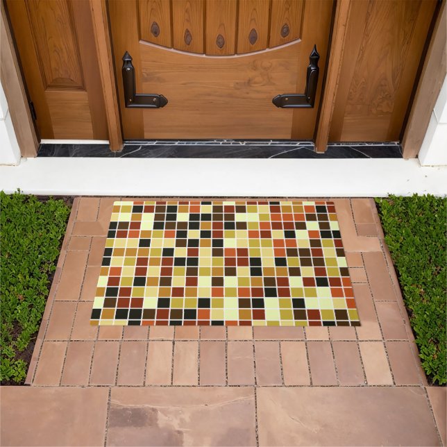 Pool Tiles, Brown Mosaic Tiles, Geometric Pattern Doormat (Outdoor)