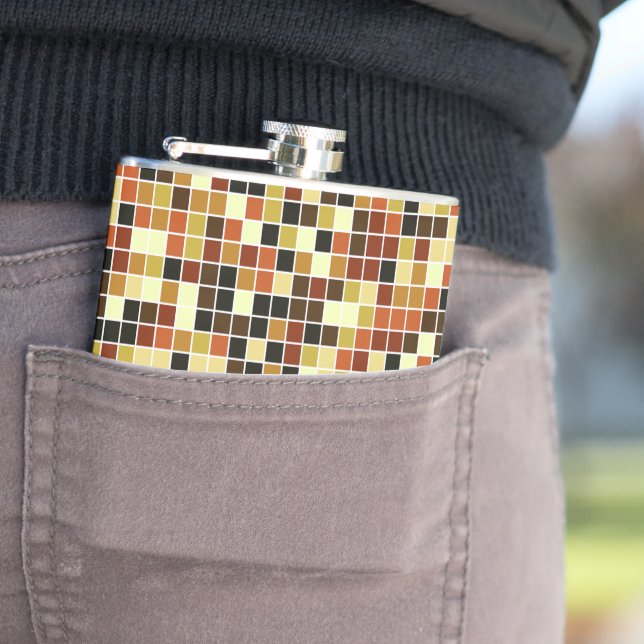 Pool Tiles, Brown Mosaic Tiles, Geometric Pattern Flask (In Situ)