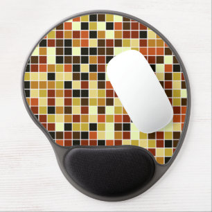 Pool Tiles, Brown Mosaic Tiles, Geometric Pattern Gel Mouse Pad