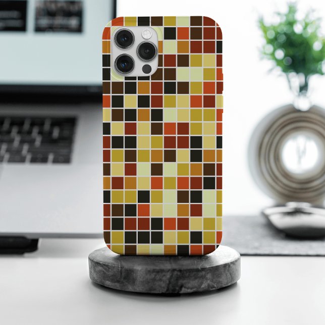 Pool Tiles, Brown Mosaic Tiles, Geometric Pattern iPhone Case (Creator Uploaded)