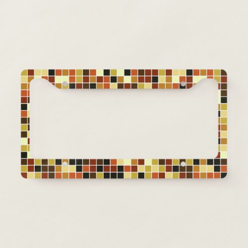 Pool Tiles Brown Mosaic Tiles Geometric Pattern License Plate Frame