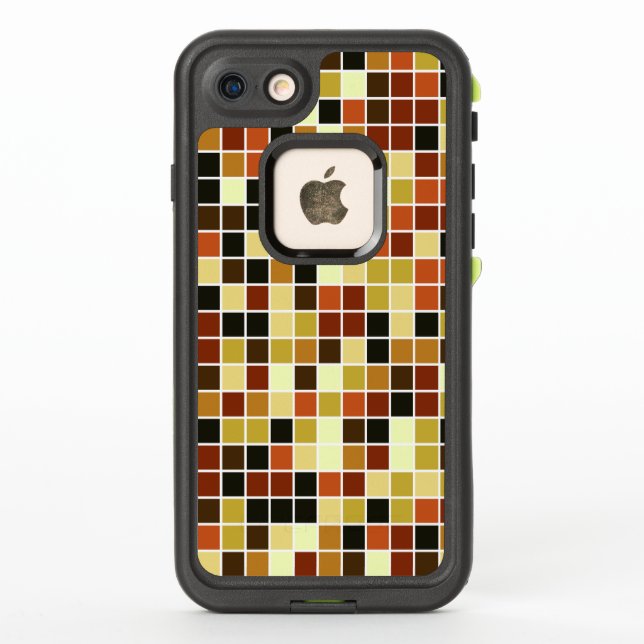 Pool Tiles, Brown Mosaic Tiles, Geometric Pattern LifeProof iPhone Case (Back)