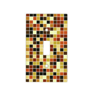 Pool Tiles, Brown Mosaic Tiles, Geometric Pattern Light Switch Cover