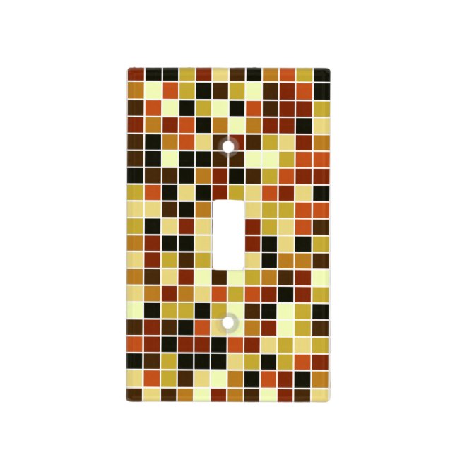 Pool Tiles, Brown Mosaic Tiles, Geometric Pattern Light Switch Cover (Front)