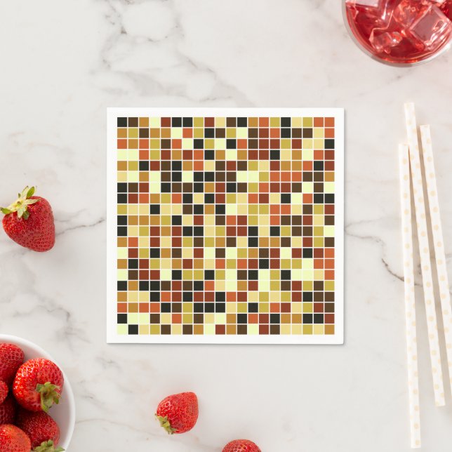 Pool Tiles, Brown Mosaic Tiles, Geometric Pattern Napkins (Insitu)
