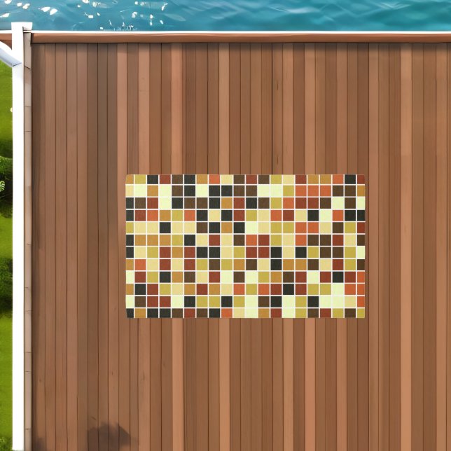 Pool Tiles, Brown Mosaic Tiles, Geometric Pattern Outdoor Rug (Insitu (Outdoor 1))