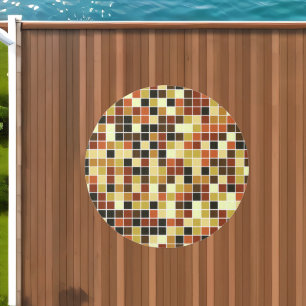 Pool Tiles, Brown Mosaic Tiles, Geometric Pattern Outdoor Rug
