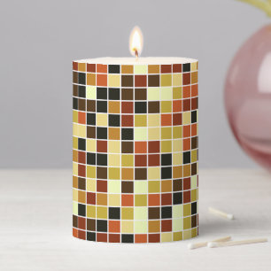 Pool Tiles, Brown Mosaic Tiles, Geometric Pattern Pillar Candle