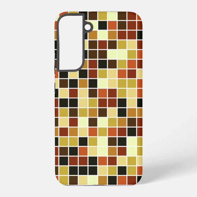Pool Tiles, Brown Mosaic Tiles, Geometric Pattern Samsung Galaxy Case (Back)
