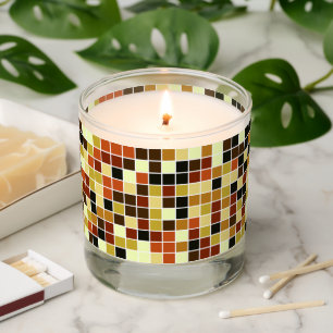 Pool Tiles, Brown Mosaic Tiles, Geometric Pattern Scented Candle