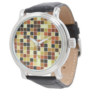 Pool Tiles, Brown Mosaic Tiles, Geometric Pattern Watch