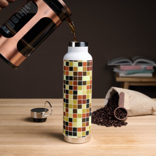 Pool Tiles Brown Mosaic Tiles Geometric Pattern Water Bottle