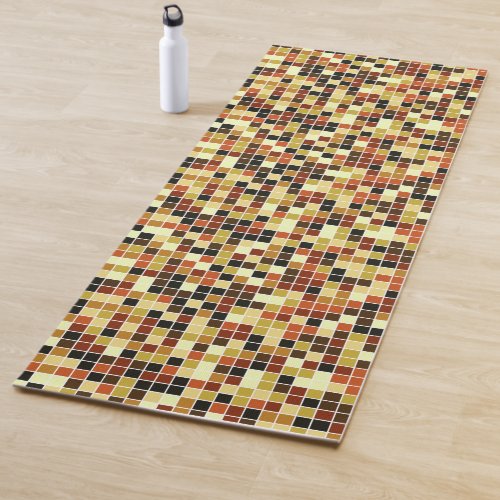 Pool Tiles Brown Mosaic Tiles Geometric Pattern Yoga Mat