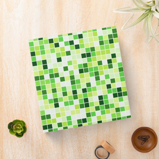 Pool Tiles, Green Mosaic Tiles, Geometric Pattern 3 Ring Binder (In Situ)