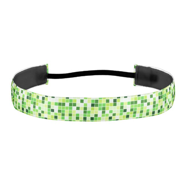 Pool Tiles, Green Mosaic Tiles, Geometric Pattern Athletic Headband (Front)