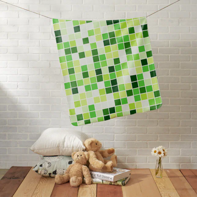 Pool Tiles, Green Mosaic Tiles, Geometric Pattern Baby Blanket | Zazzle