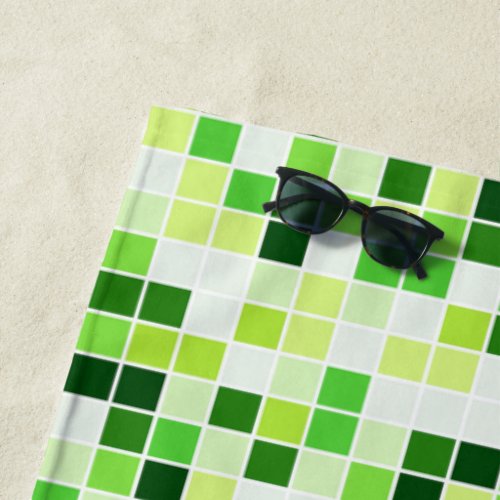 Pool Tiles Green Mosaic Tiles Geometric Pattern Beach Towel