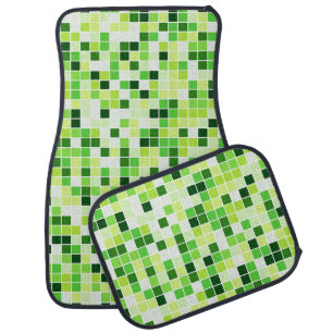Pool Tiles, Green Mosaic Tiles, Geometric Pattern Car Floor Mat